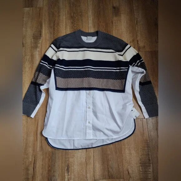 RARE $580 NWT Paul Smith HYBRID WOOL Knit  COTTON Sweater Shirt Men M Fair Isle - Picture 3 of 5